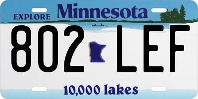 MN license plate 802LEF