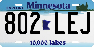 MN license plate 802LEJ