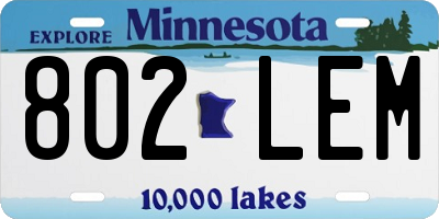 MN license plate 802LEM