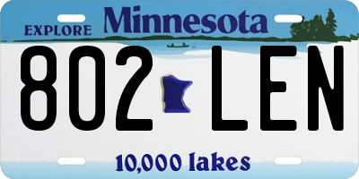 MN license plate 802LEN