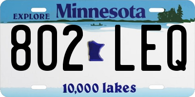 MN license plate 802LEQ