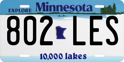 MN license plate 802LES