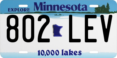 MN license plate 802LEV