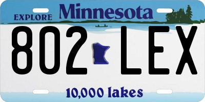 MN license plate 802LEX