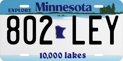 MN license plate 802LEY