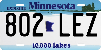 MN license plate 802LEZ