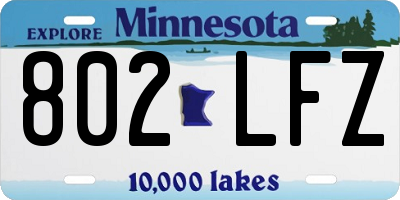 MN license plate 802LFZ