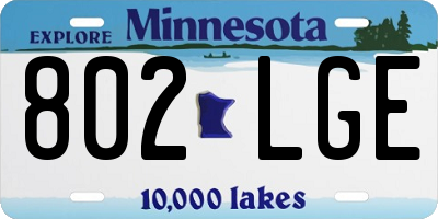 MN license plate 802LGE