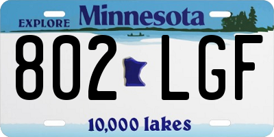 MN license plate 802LGF