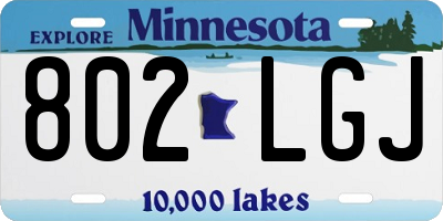 MN license plate 802LGJ