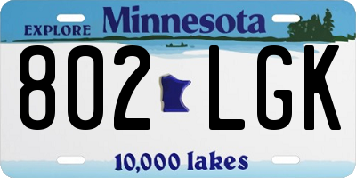 MN license plate 802LGK