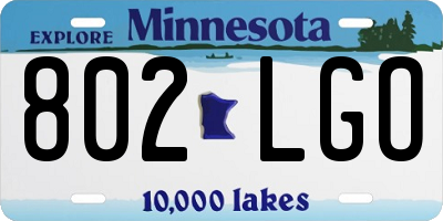 MN license plate 802LGO