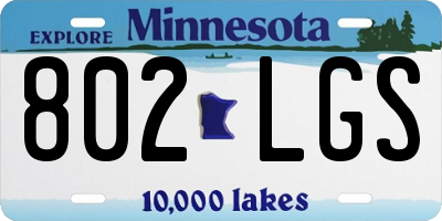 MN license plate 802LGS