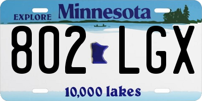 MN license plate 802LGX