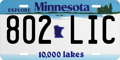 MN license plate 802LIC