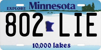 MN license plate 802LIE