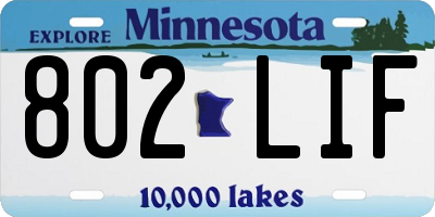 MN license plate 802LIF