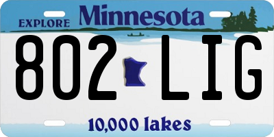 MN license plate 802LIG