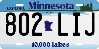 MN license plate 802LIJ