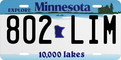 MN license plate 802LIM