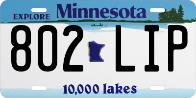 MN license plate 802LIP