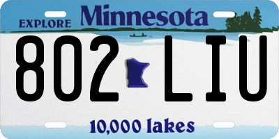 MN license plate 802LIU
