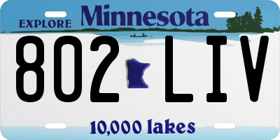 MN license plate 802LIV