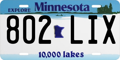 MN license plate 802LIX