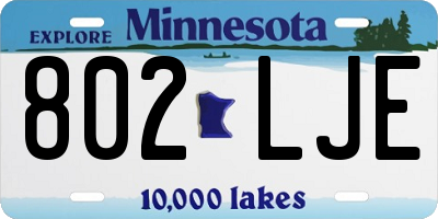 MN license plate 802LJE