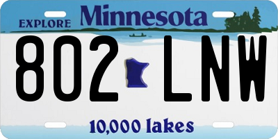 MN license plate 802LNW