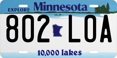 MN license plate 802LOA