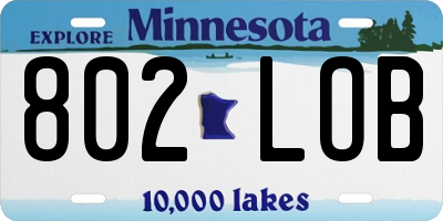 MN license plate 802LOB