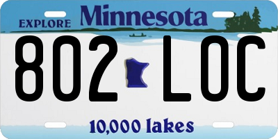 MN license plate 802LOC