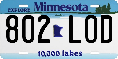MN license plate 802LOD