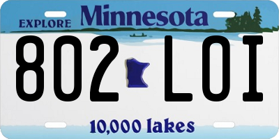 MN license plate 802LOI