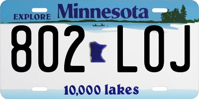 MN license plate 802LOJ