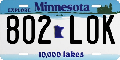 MN license plate 802LOK