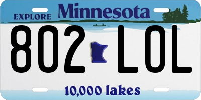 MN license plate 802LOL