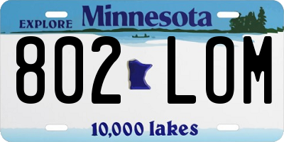 MN license plate 802LOM