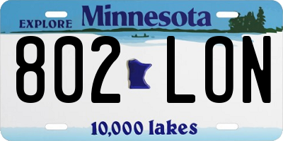 MN license plate 802LON