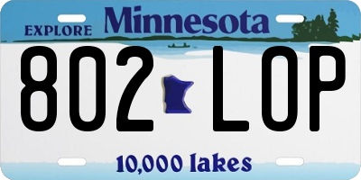 MN license plate 802LOP