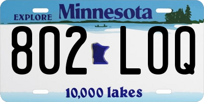 MN license plate 802LOQ