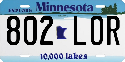 MN license plate 802LOR