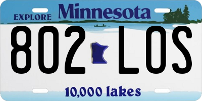MN license plate 802LOS