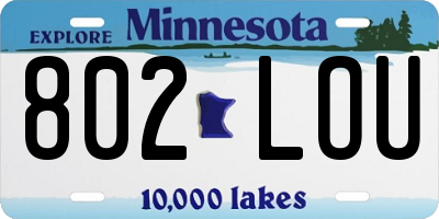 MN license plate 802LOU