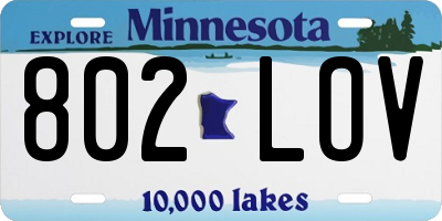 MN license plate 802LOV