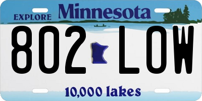 MN license plate 802LOW