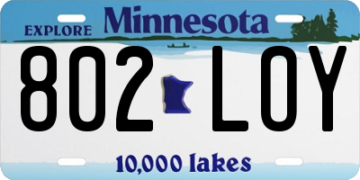 MN license plate 802LOY