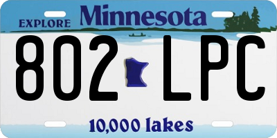 MN license plate 802LPC