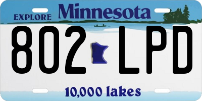 MN license plate 802LPD